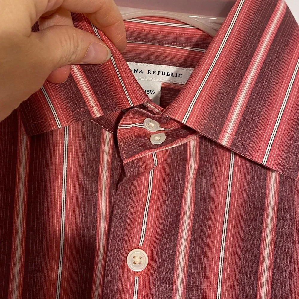 Y2K Banana Republic Striped Dress Shirt Vintage Red Men’s Medium